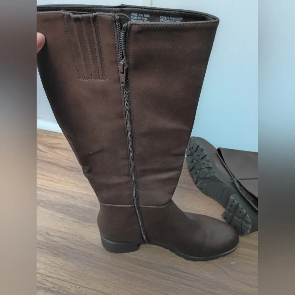 Brown Leather Knee-High Boots